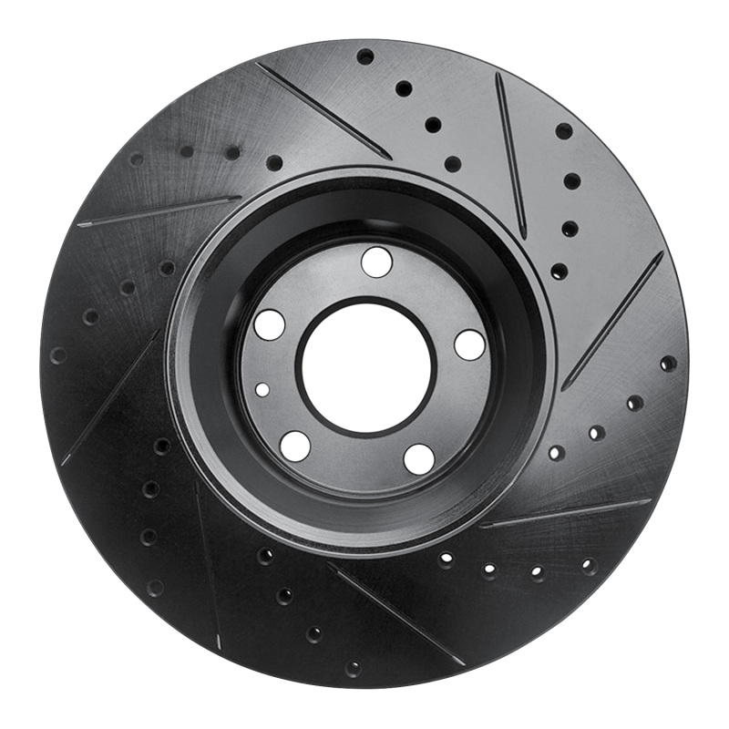 Audi A6 Quattro Brake Rotor (1) - Front Left - R1 Concepts - Drilled & Slotted - Black - `05-`11